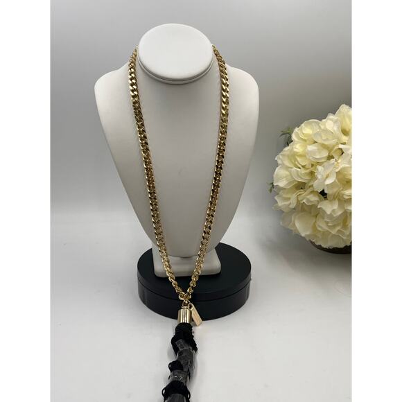 Marc Jacobs Decadence Gold Tone Black Tassel Limited Edition Necklace - Picture 2 of 7